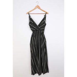 Lulus Bayside Breeze Black Multi Print Halter Maxi Dress - Size XS